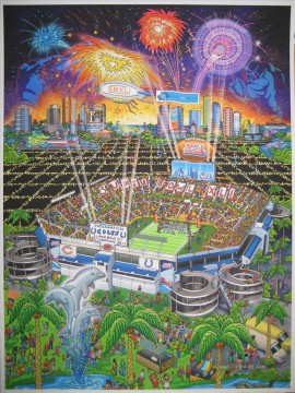 Super Bowl 41 Score und Logo Impressionisten Ölgemälde